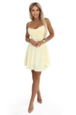 677-3 Dress on straps with a waterfall neckline and ruffled skirt - butter yellow-8