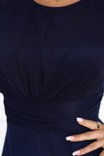 678-4 ELIRA Long tulle maxi dress with a round neckline - navy blue-9