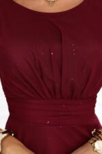 679-1 AVELINE Long maxi dress with glitter tulle and round neckline - burgundy-9