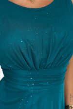 679-2 AVELINE Long maxi dress with glitter tulle and a round neckline - sea green-8