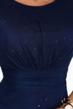 679-3 AVELINE Long maxi dress with glitter tulle and a round neckline - navy blue-9