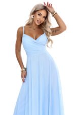 681-4 NILA Tulle maxi dress on straps with a wrap neckline - sky blue-13
