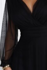 684-4 NERISSA Elegant tulle maxi dress with a wrap neckline - black-10