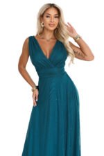 686-1 MIRELLA Evening maxi dress with glitter and V neckline - sea green-11
