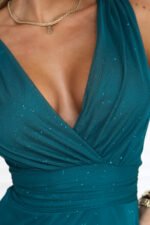 686-1 MIRELLA Evening maxi dress with glitter and V neckline - sea green-9