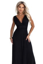 687-1 Elegant maxi dress with a wrap neckline and open back - black-11