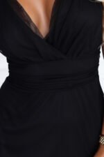 687-1 Elegant maxi dress with a wrap neckline and open back - black-9