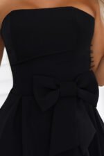 692-1 NAYA Elegant strapless corset midi dress with a bow - black-9