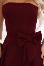 692-3 NAYA Elegant strapless corset midi dress with a bow - burgundy-10