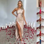 Satin Dress One-shoulder Backless Slit