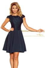 157-9 Dress MARTA with lace - dark green-5