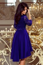 210-4 NICOLLE - dress with longer back with lace neckline - ROYAL BLUE-4