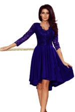 210-4 NICOLLE - dress with longer back with lace neckline - ROYAL BLUE-5