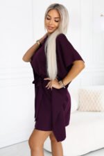 287-48 SOFIA Feminine butterfly dress with a waist tie - ripe plum-5