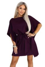 287-48 SOFIA Feminine butterfly dress with a waist tie - ripe plum-9