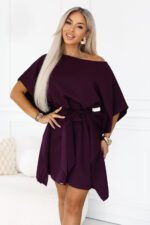 287-48 SOFIA Feminine butterfly dress with a waist tie - ripe plum-7