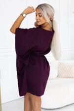 287-48 SOFIA Feminine butterfly dress with a waist tie - ripe plum-3