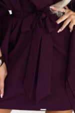 287-48 SOFIA Feminine butterfly dress with a waist tie - ripe plum-8