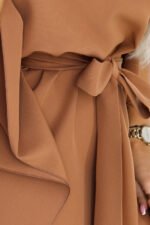 287-49 SOFIA Feminine butterfly dress with a waist tie - toffee-6