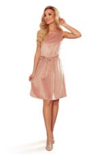296-7 VICTORIA Trapezoidal dress - velor - dirty pink-6