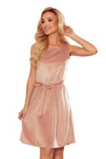 296-7 VICTORIA Trapezoidal dress - velor - dirty pink-7