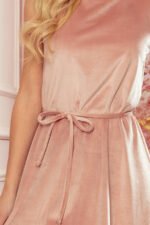 296-7 VICTORIA Trapezoidal dress - velor - dirty pink-5