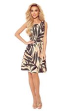 296-9 VICTORIA A trapezoidal dress with large green leaves-6