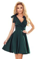 393-1 ROSALIA Feminine dress with neckline and bows - green-7