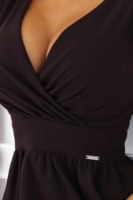 425-19 MATILDE Dress with a neckline and short sleeves - chocolate brown-8
