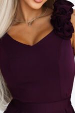 643-11 Elegant maxi evening gown with a slit and roses - ripe plum-9