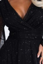 683-1 Tulle maxi dress with glitter and a wrap neckline - black-8