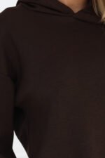 690-1 Women's tracksuit set with a hooded sweatshirt and loose pants - chocolate brown-8