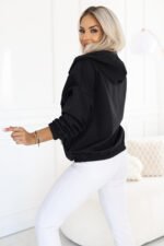 691-1 Women's zip-up hooded sweatshirt with a decorative zipper - black-4