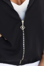 691-1 Women's zip-up hooded sweatshirt with a decorative zipper - black-6