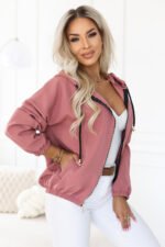 691-2 Women's zip-up hooded sweatshirt with a decorative zipper - dark pink-6