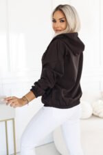 691-3 Women's zip-up hooded sweatshirt with a decorative zipper - chocolate-4