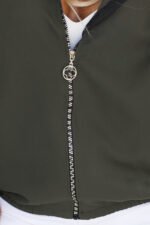 691-4 Women's zip-up hooded sweatshirt with a decorative zipper - khaki-6