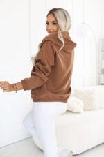 691-5 Women's zip-up hooded sweatshirt with a decorative zipper - caramel-3