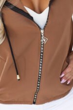 691-5 Women's zip-up hooded sweatshirt with a decorative zipper - caramel-8