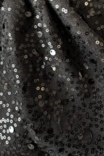 694-1 MIRELLA Elegant flared maxi dress with sequin sleeves - black-10