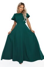 694-5 MIRELLA Flared maxi dress with short sleeves - bottle green-12