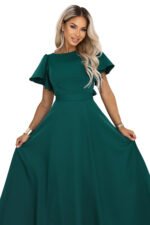 694-5 MIRELLA Flared maxi dress with short sleeves - bottle green-13