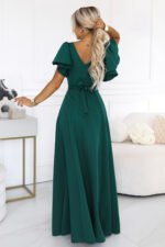 694-5 MIRELLA Flared maxi dress with short sleeves - bottle green-4