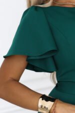 694-5 MIRELLA Flared maxi dress with short sleeves - bottle green-11