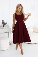 695-1 ALVA Flared midi dress with wide straps - burgundy-9