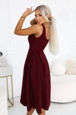 695-1 ALVA Flared midi dress with wide straps - burgundy-2