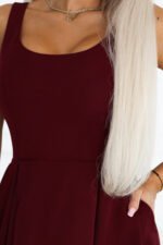 695-1 ALVA Flared midi dress with wide straps - burgundy-8