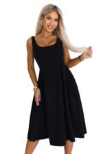 695-2 ALVA Flared midi dress with wide straps - black-8