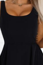 695-2 ALVA Flared midi dress with wide straps - black-7